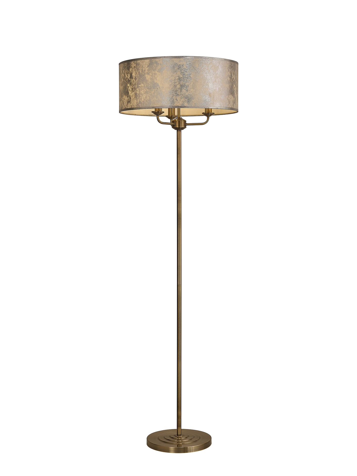DK0920  Banyan 45cm 3 Light Floor Lamp Antique Brass; Silver Leaf